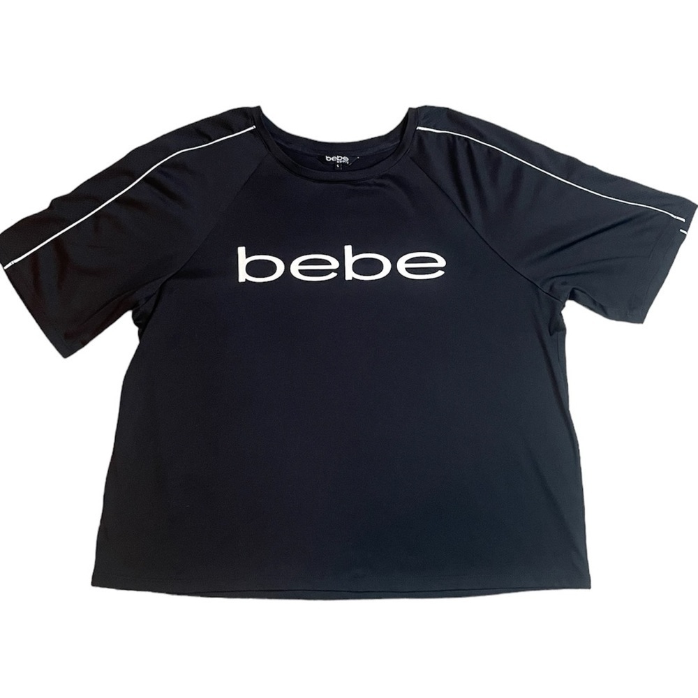 BEBE sport black top sz L Large woman’s mesh Y2K workout VTG sporty casual vibes